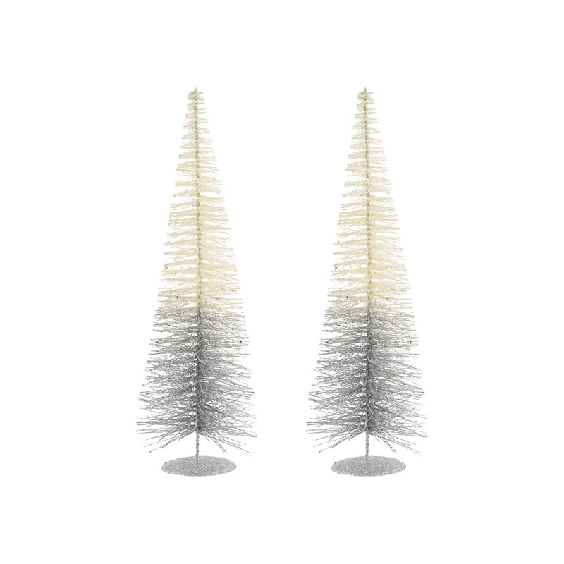 Ombre BB Tree - Set of 2 - 7.5" x 7.5" x 23.6" - White/Silver