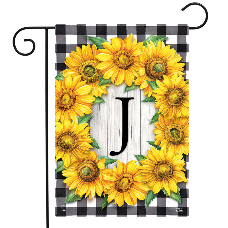 Drapeau de jardin tournesols monogramme J