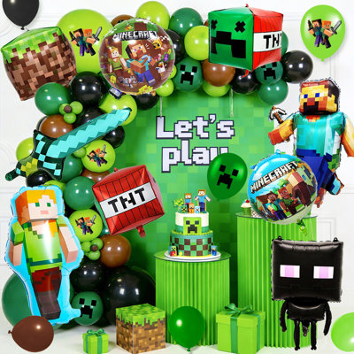 81Pcs Minecraft Balloon Party Decorations, Minecraft Birthday Decorations Balloons Set