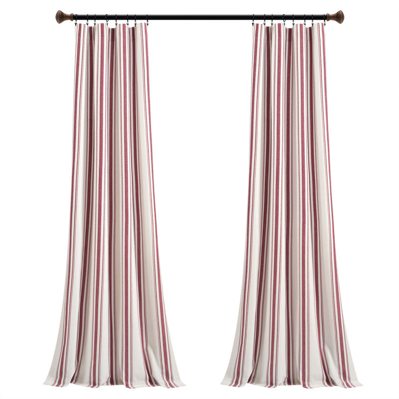 Cotton Blend Semi Sheer Curtain Pair, 42" W x 63" L, Red