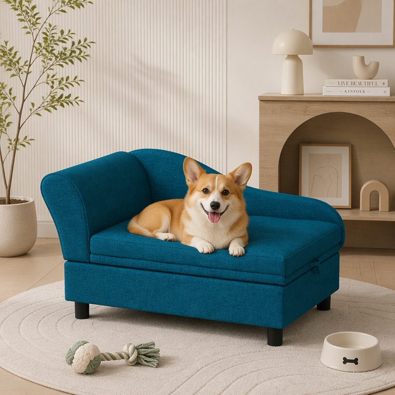 Canapé pour chien capitonné avec rangement et coussin