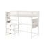 Lit mezzanine simple en métal pour chambre à coucher et dortoir - blanc, station de charge, lumières à DEL, taille robuste pour charge intégrée, construction robuste-1718771655