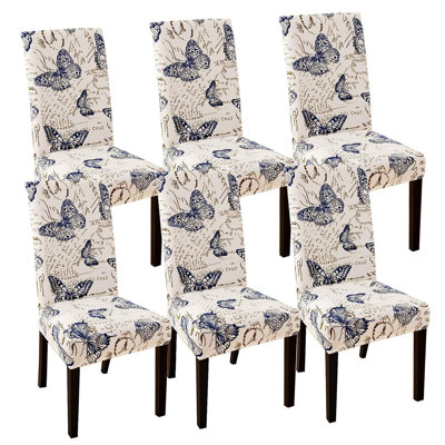 Ensemble de 6 housses de chaise Zenobio, extensible, élastique, doux, amovible, lavable