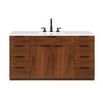 48 Bozeman Rustic Bathroom Vanity in Natural with Calacatta Quartz To -  HouseTie