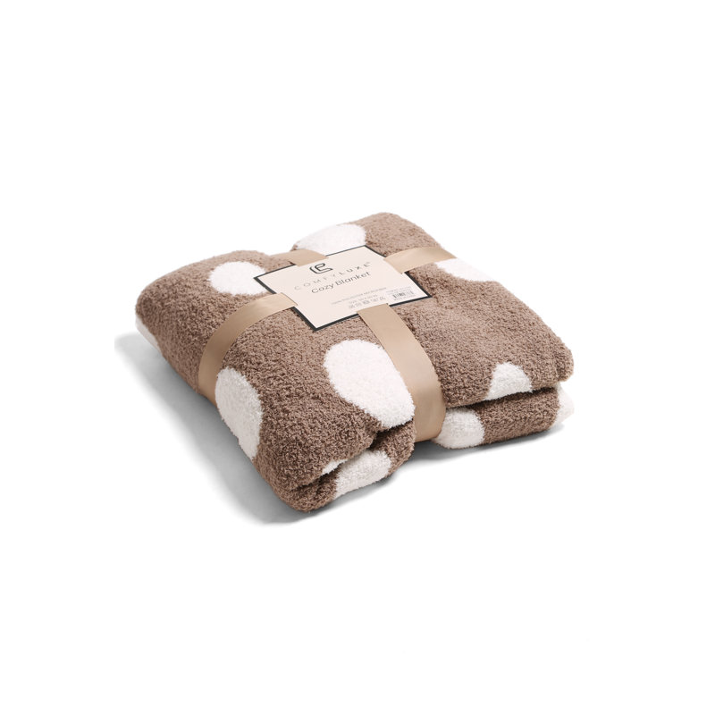 Jeté de luxe à pois et motif à pois - Café