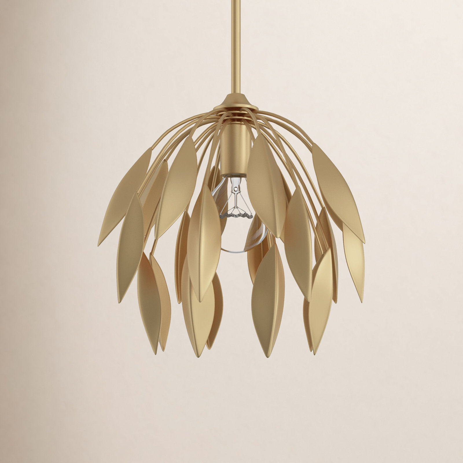 Mandy Single Light Pendant, 63"H x 14"W x 14"D, Gold