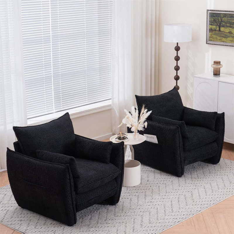 Chaise rembourrée en chenille, Noir