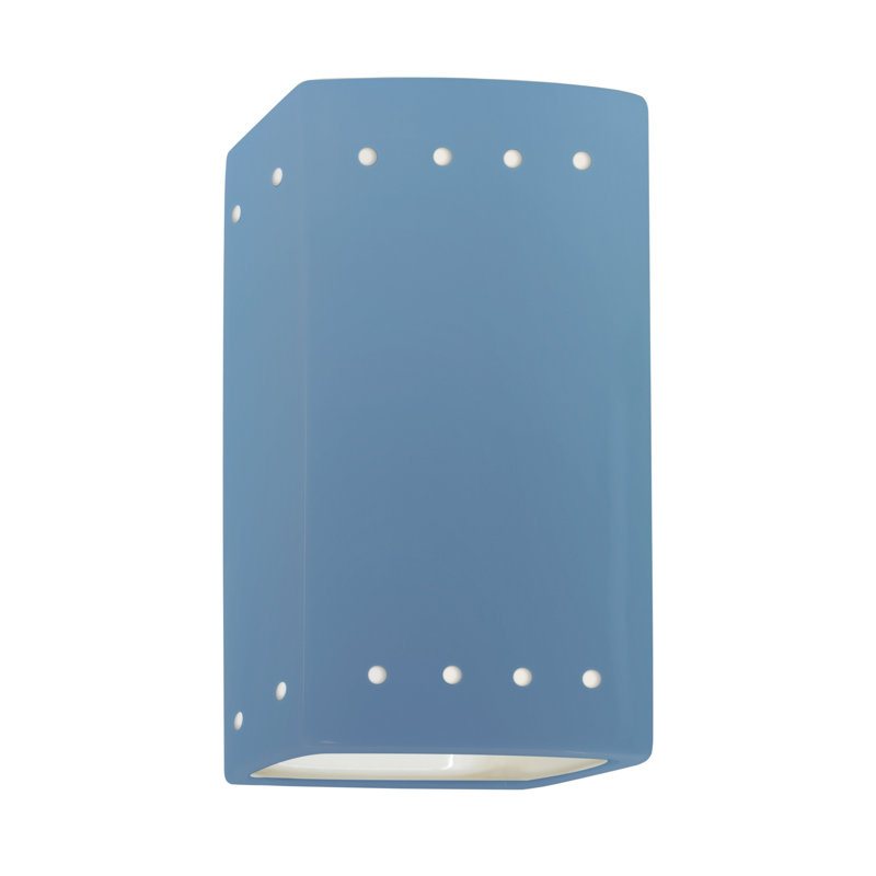 Westland Ceramic Flush Mounted Sconce, 13.5'' H x 7.25'' W x 6.5'' D, Sky Blue
