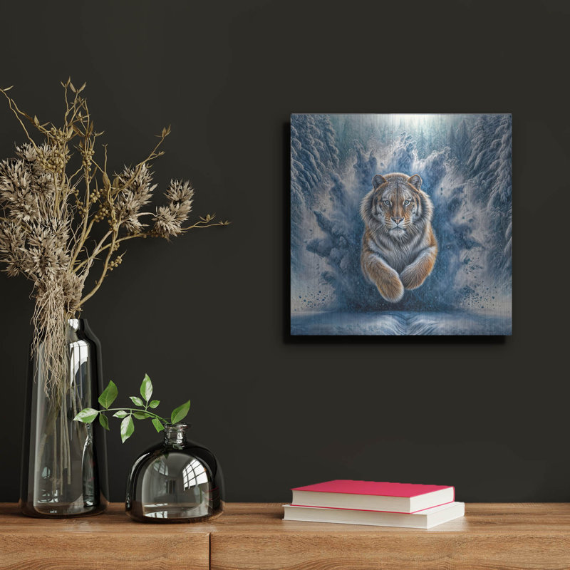  «Siberian Tiger» par Rey Klimt, art mural en métal, H 12 po x l 12 po