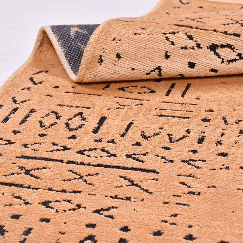 Tapis moderne / abstrait antidérapant lavable à la machine, Rectangle de 2 pi 7 po x 5 pi