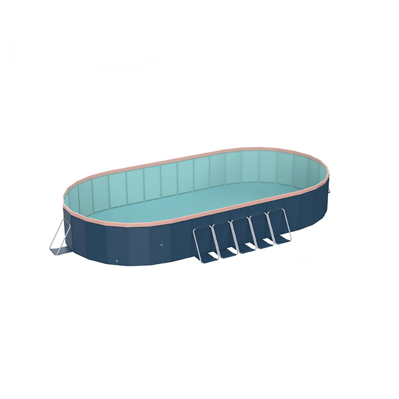 Structure pliante en PVC bleu-gris, piscine hors-terre compacte de 7 pieds, structure non gonflable