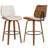 27.7" Mid-Century Faux Leather Counter Stool With Wood Legs and Metal Footrest-1821770057