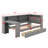 Wood L-Shaped Daybed With Storage Shelves And Drawers,Charging Station And LED,Desk And Upholstered Headboard,For Bedroom Living Room-1092828624-1092828631
