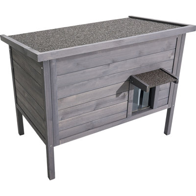 Abri pour chat isolé et chauffé pour l'extérieur, imperméable avec coussin chauffant, porte à rabat, toit en asphalte ouvrable, bois de sapin, 1 à 3 chats dans les hivers froids, abri en bois 34 x 21 27, et froid,