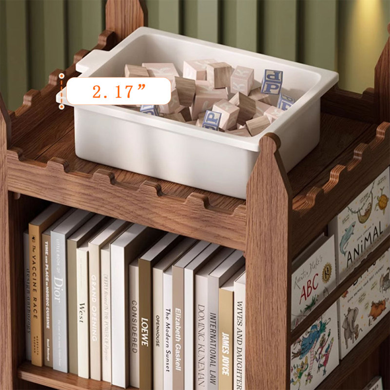 Bibliothèque rotative en bois massif Nut-Brown