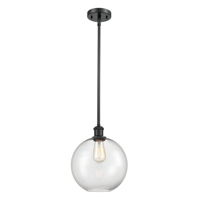 Luminaire suspendu sphère 1 lumière Baran, Ampoule DEL 6 watts Vinage, Transparent, Noir mat