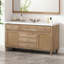 Meuble-lavabo de salle de bain avec lavabo, tiroirs à fermeture en douceur, portes en rotin et boutons en métal-1308376074