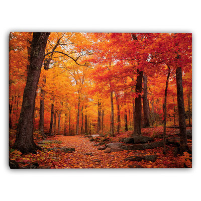 Autumn Bridgeway Vista Wrapped Canvas Wall Art