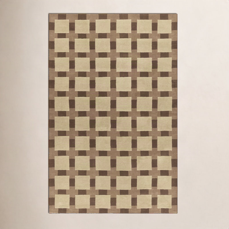 Tapis géométrique touffeté à la main Bauhaus, Beige, Rectangle 9 pi x 12 pi