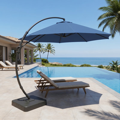 Parasol de patio en porte-à-faux 12 pi avec base, rotation à 360 °, protection contre les rayons UV