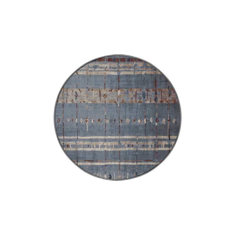 Tapis gris soyeux et moelleux, Rond 8 pi