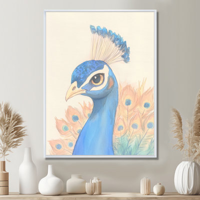 «Ishaan Peacock Feather Pastel Watercolor Show I», art mural sur toile