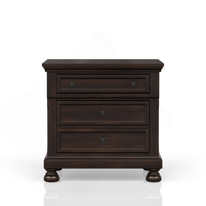 Dark Cherry Nightstand Two Drawer