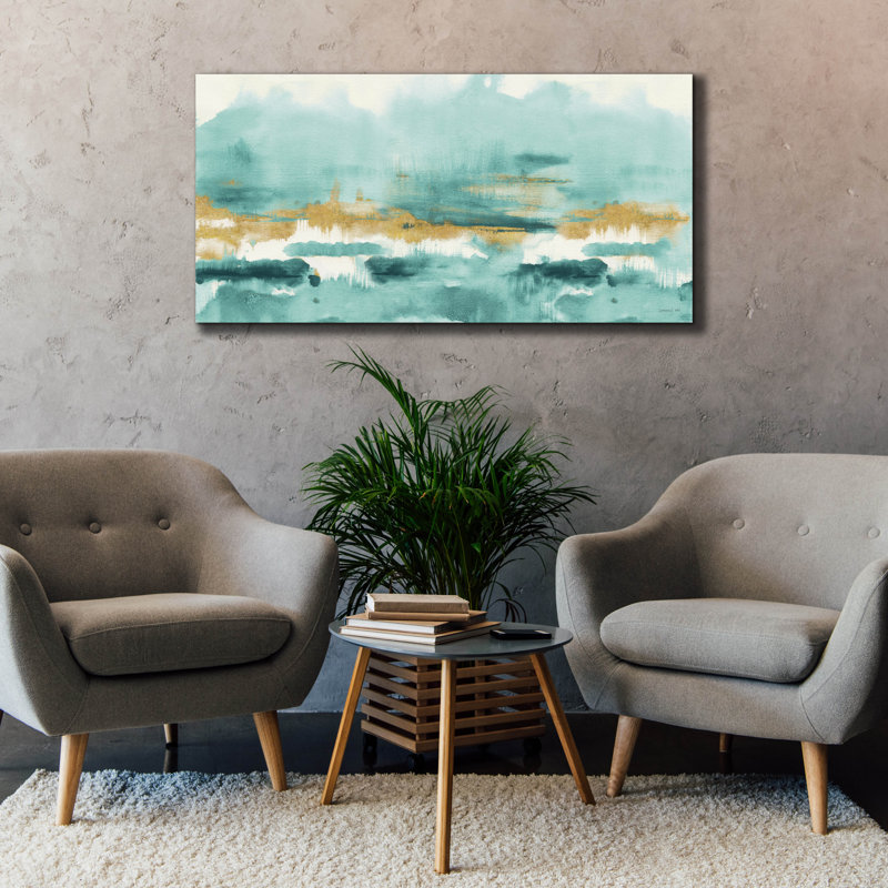 Art mural sur toile Winston Porter «Blue Saffron 3» par Danhui Nai, H 30 po x l 60 po