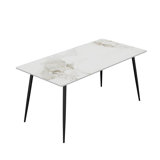 Ivy Bronx Dining Table with Sintered Stone Tabletop and Metal Legs, 63 ...