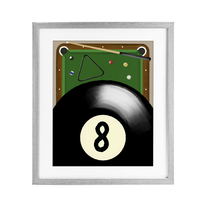 «Billiard Table & Balls», reproduction encadrée sous verre, design par Jennifer Stith, H 16 po x l 13 po