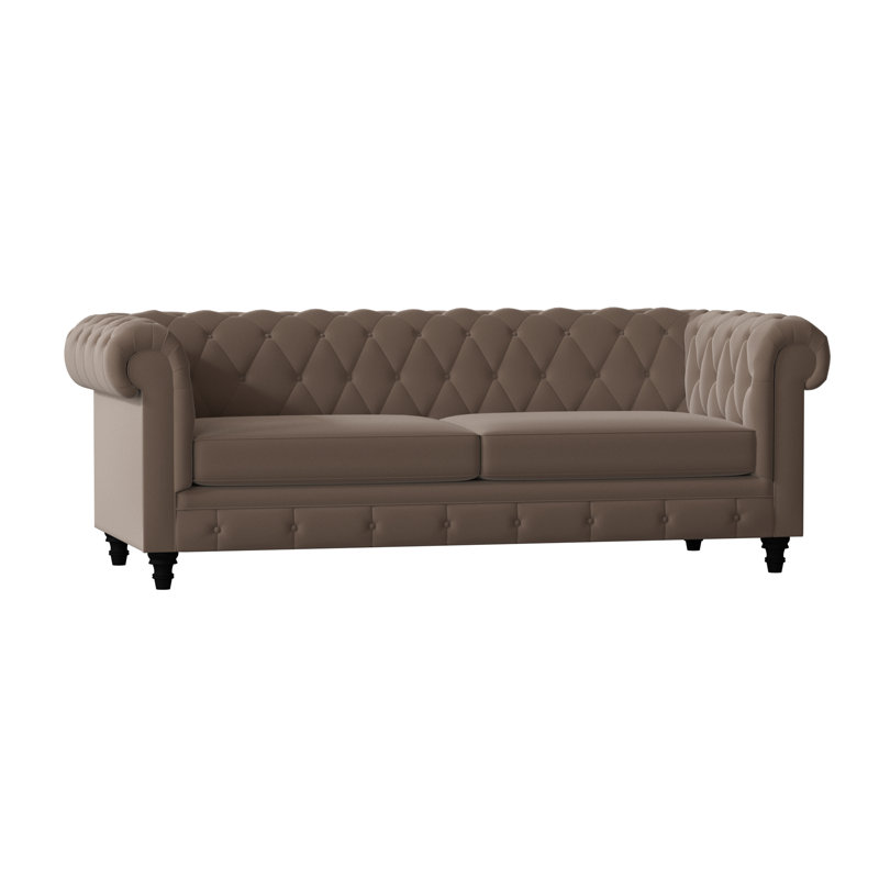 Canapé Chesterfield à accoudoirs roulés, Dauphin, Noir, 72 pouces