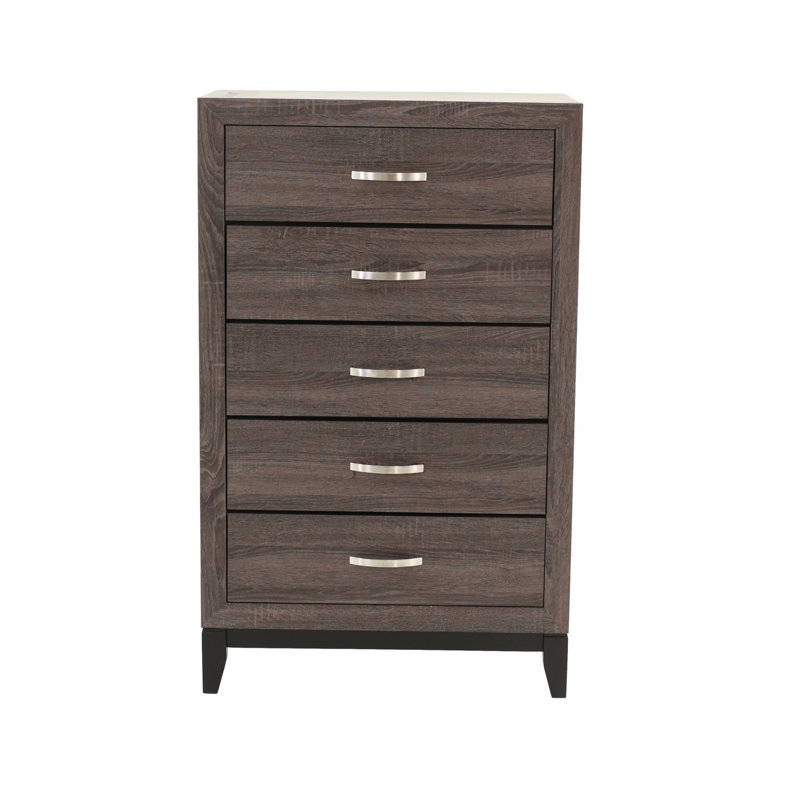 Commode en bois massif 1 chambre, Gris