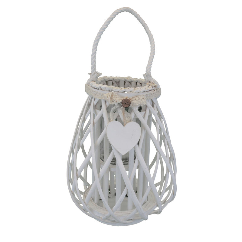 Glass Tabletop Lantern, White, 46" H x 33" W x 33" D