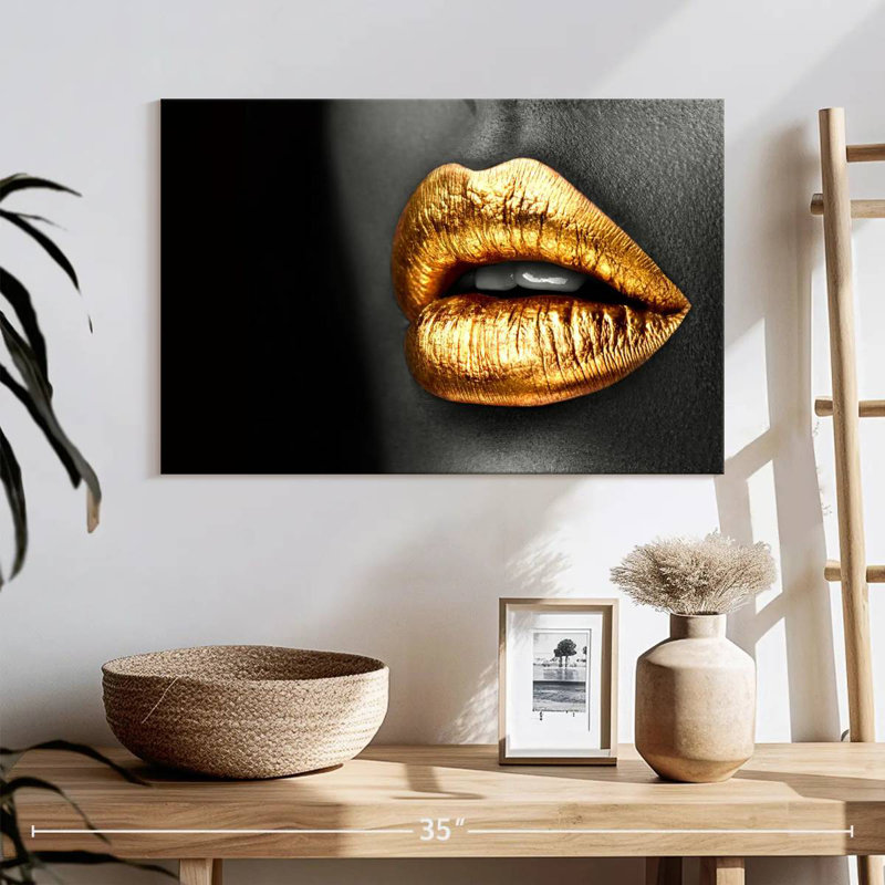Shuttleworth Gold Metallic Lips, 20" H x 30" W