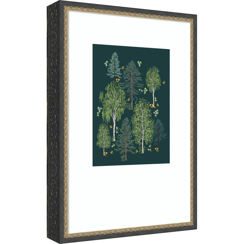 «Scandinavian Boreal Forest» par Alexandra Weise, reproduction d'art encadrée sur bois, Matinée bronze noir, 17 x 25