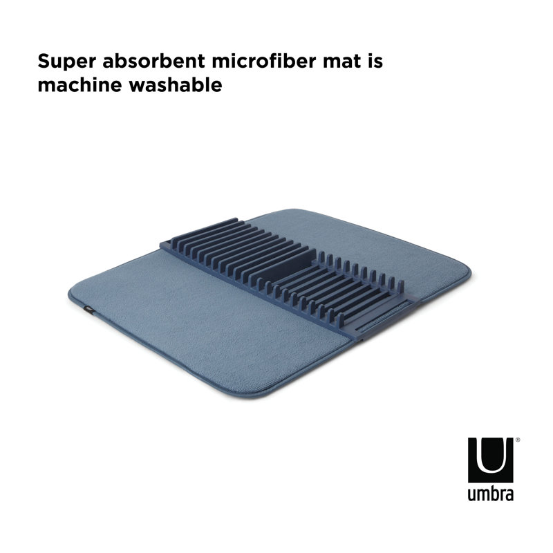 Denim Foldable Plastic Dish Rack with Utensil Cup