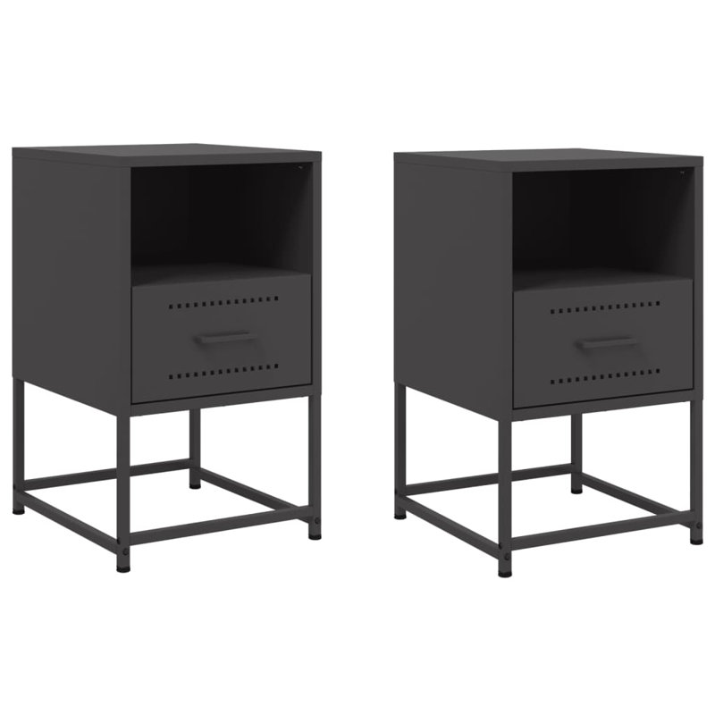 Angeliese 36cm W Steel Bedside Table, Black