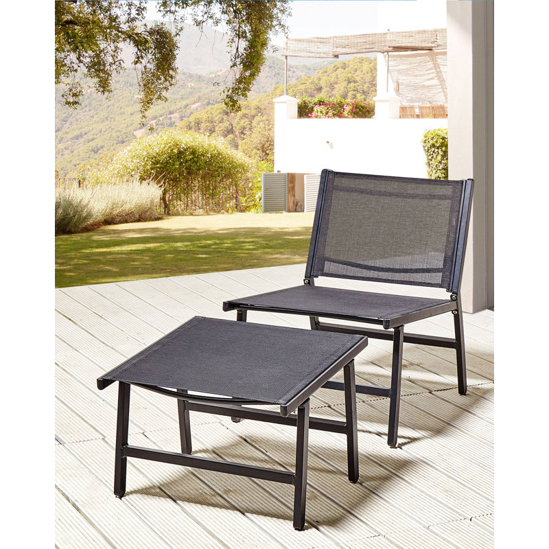 Caleiah Outdoor Armless Lounge Chair with Ottoman
