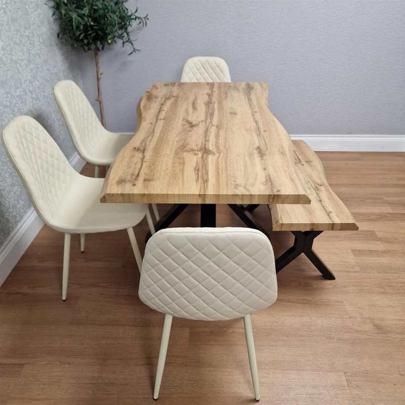 Dining Set, Cream, 75cm H x 117cm W x 77cm D