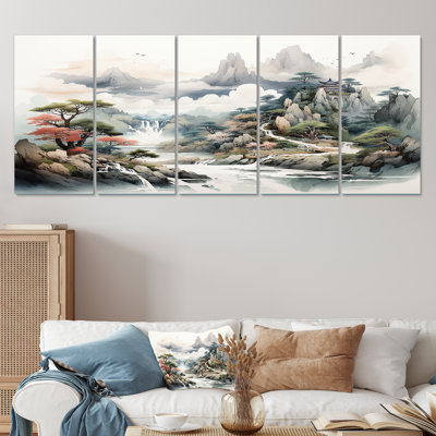 «River China Landscape II - China», ensemble d'art mural 5 pièces