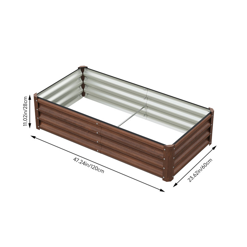Raised Garden Bed, 28cm H x 120cm W x 60cm D, Brown