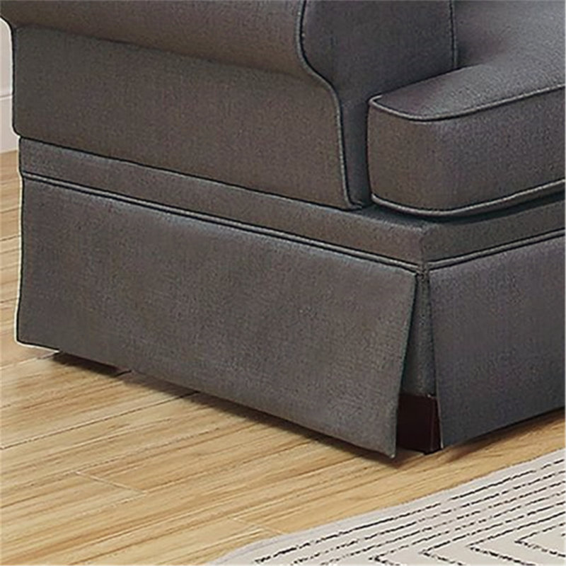 Ensemble de canapé 2 pièces en polyfibre lustré gris anthracite avec coussins