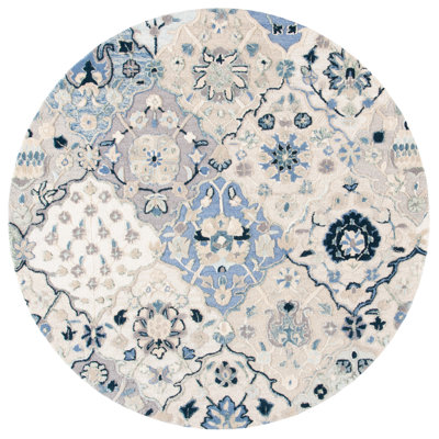 Taumsauk Oriental Hand Tufted Wool Grey/Ivory/Blue Area Rug