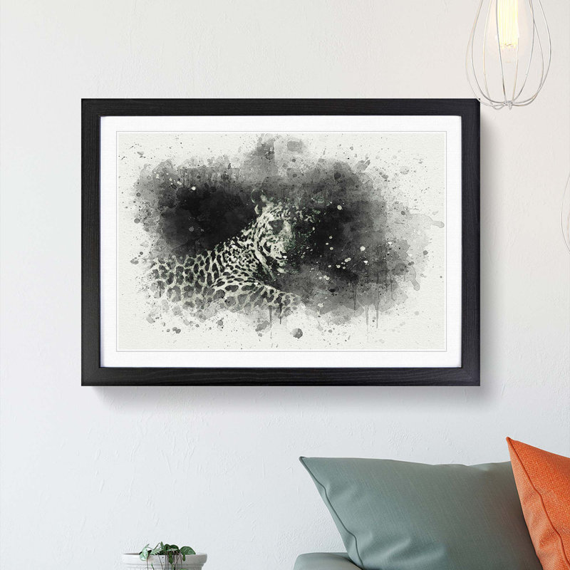 A Leopard in Abstract - Picture Frame Graphic Art Print, 27cm H x 36cm W x 2cm D, Black Framed