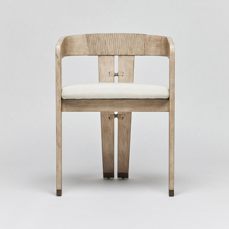 Maryl III Upholstered Arm Chair, Washed White, Jade Chenille