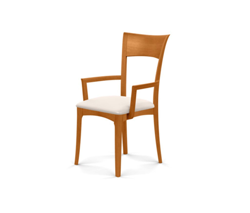 Ingrid 19.25'' H Upholstered Cherry Armchair, Natural Cherry, White