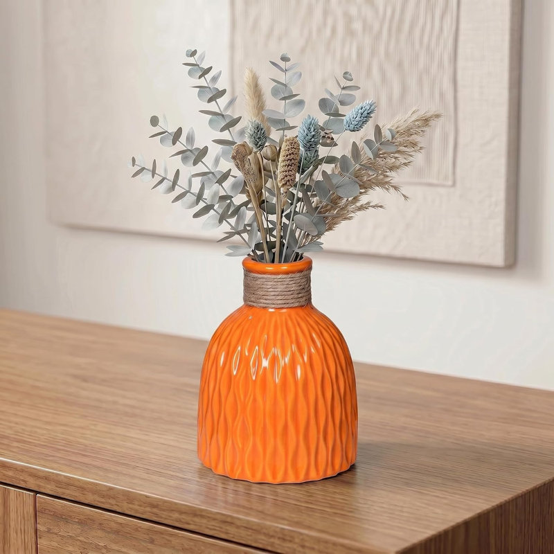 Vase en céramique orange 6 pouces