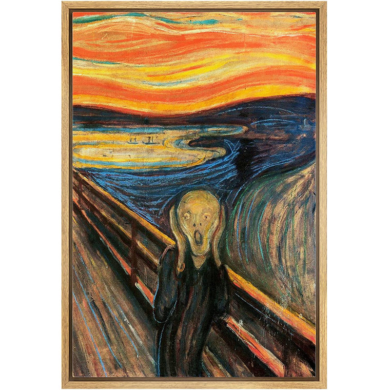 Natural Wood Framed Canvas Print of Edvard Munch's The Scream