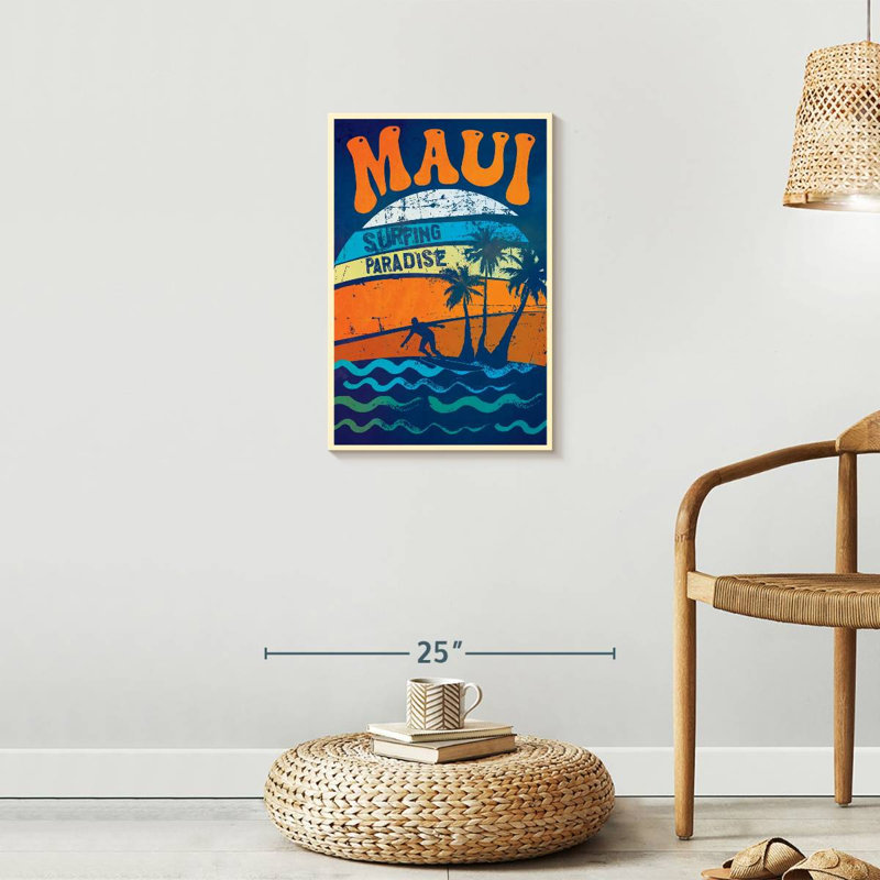 Maui Surfing Paradise sur toile, H 24 po x l 16 po x P 1,25 po