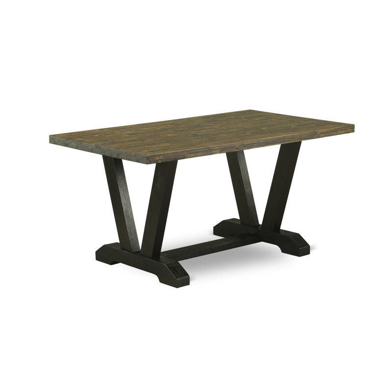 Coffee Linen Fabric 5-Piece Trestle Dining Set